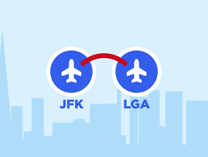 Van JFK naar LaGuardia of LaGuardia naar JFK