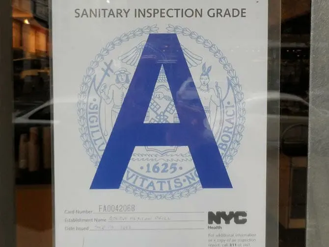 Hygiëne in restaurants in New York - Grade A