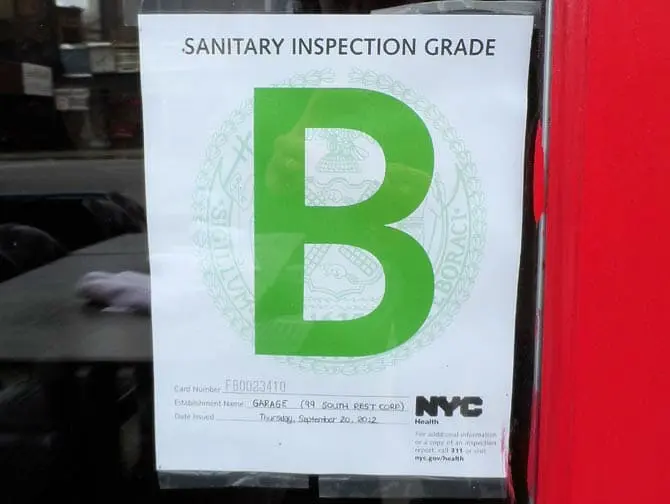 Hygiëne in restaurants in New York - Grade B