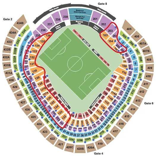 New York City FC Tickets Kopen - Yankee Stadium Plattegrond