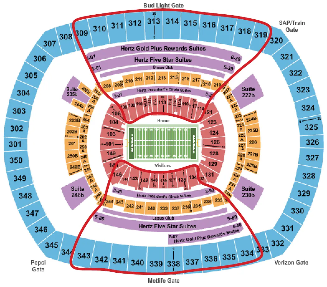 New York Giants Tickets Kopen - Metlife Plattegrond