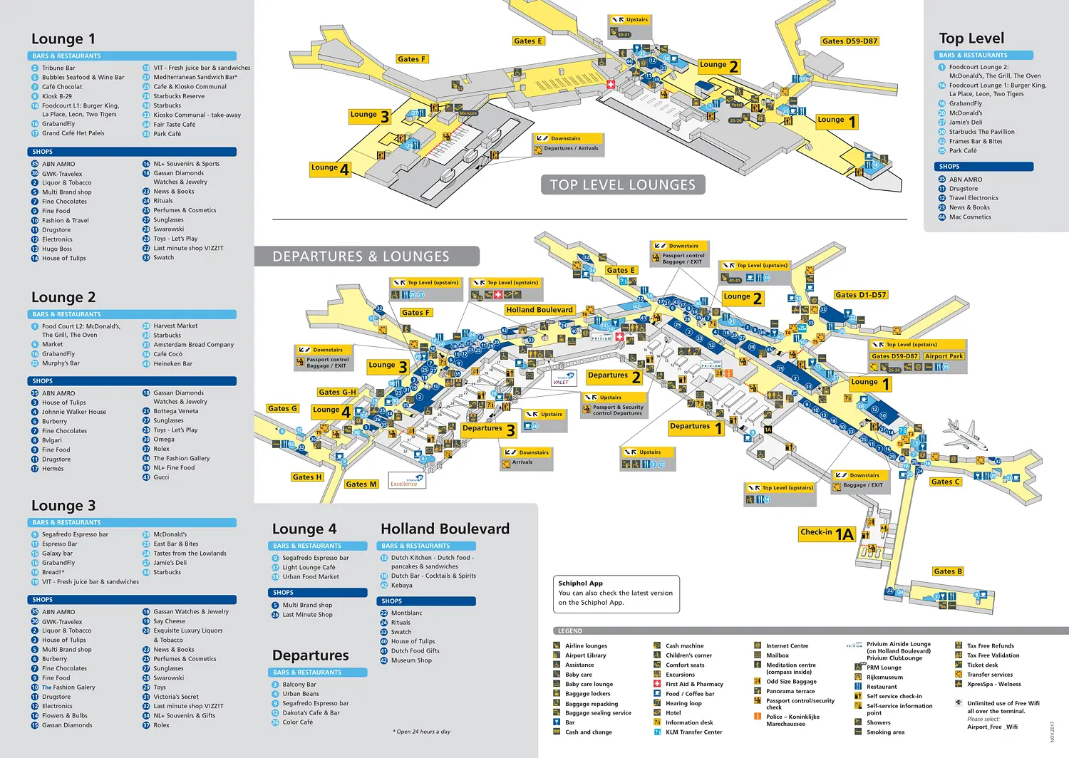 Vlucht Amsterdam - New York - Plattegrond Schiphol