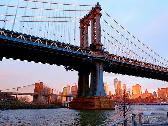 Manhattan Bridge in New York - Zonsondergang
