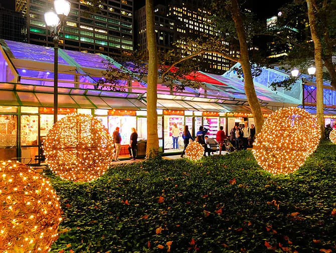New York Kerstmarkten Bryant Park