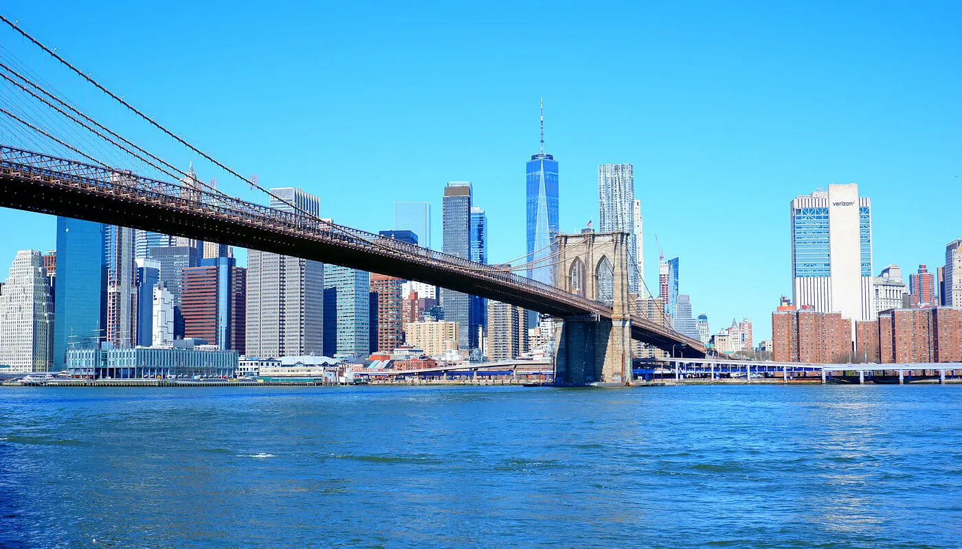 Manhattan in New York Brooklyn Bridge