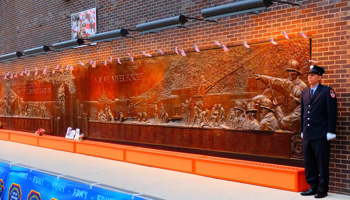 911 Memorial in New York FDNY Memorial Wall