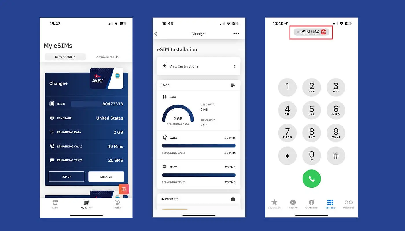 E-sim voor Amerika kopen met data, bellen en sms’en - overzicht