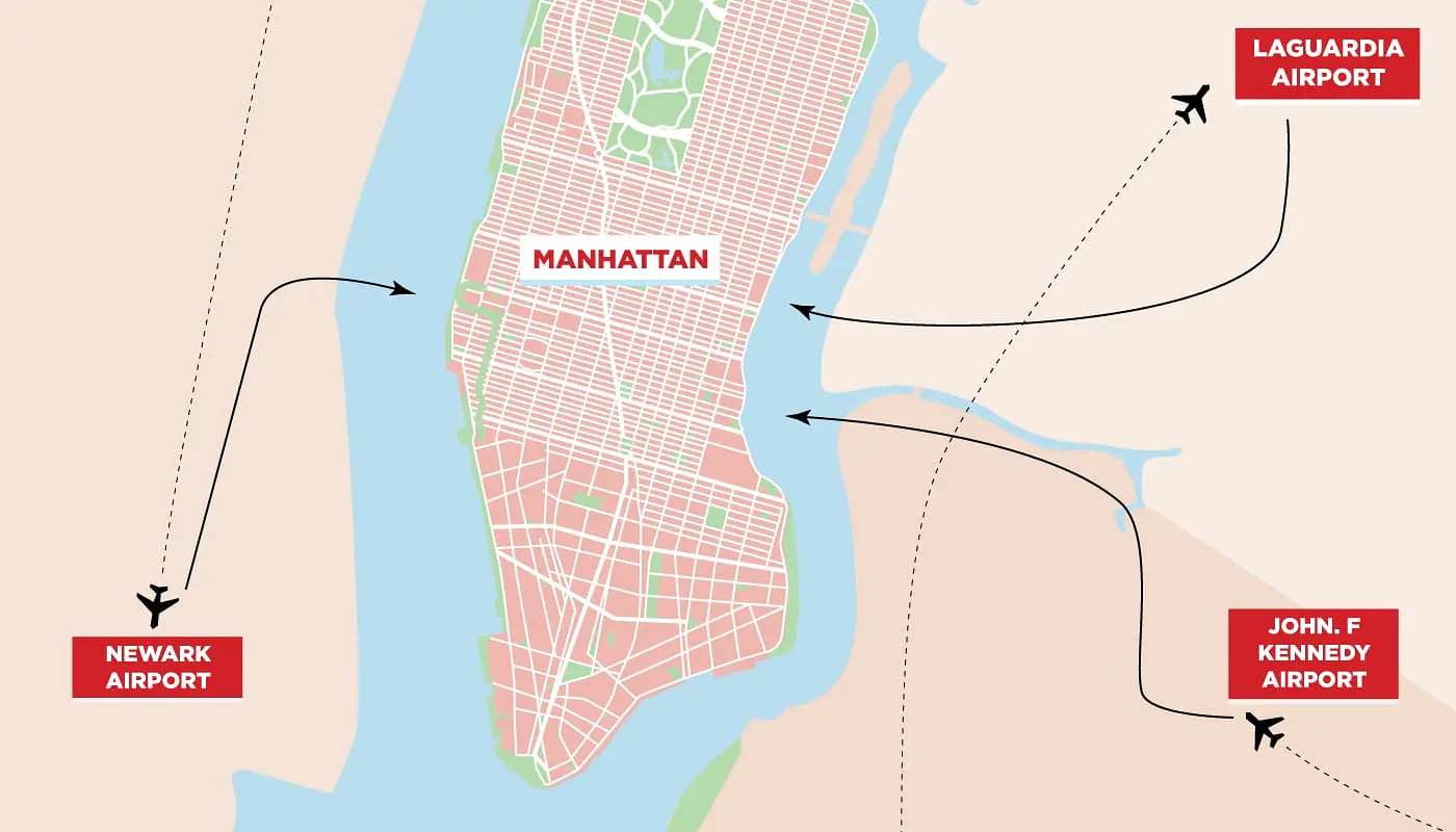 New York Vliegvelden Map