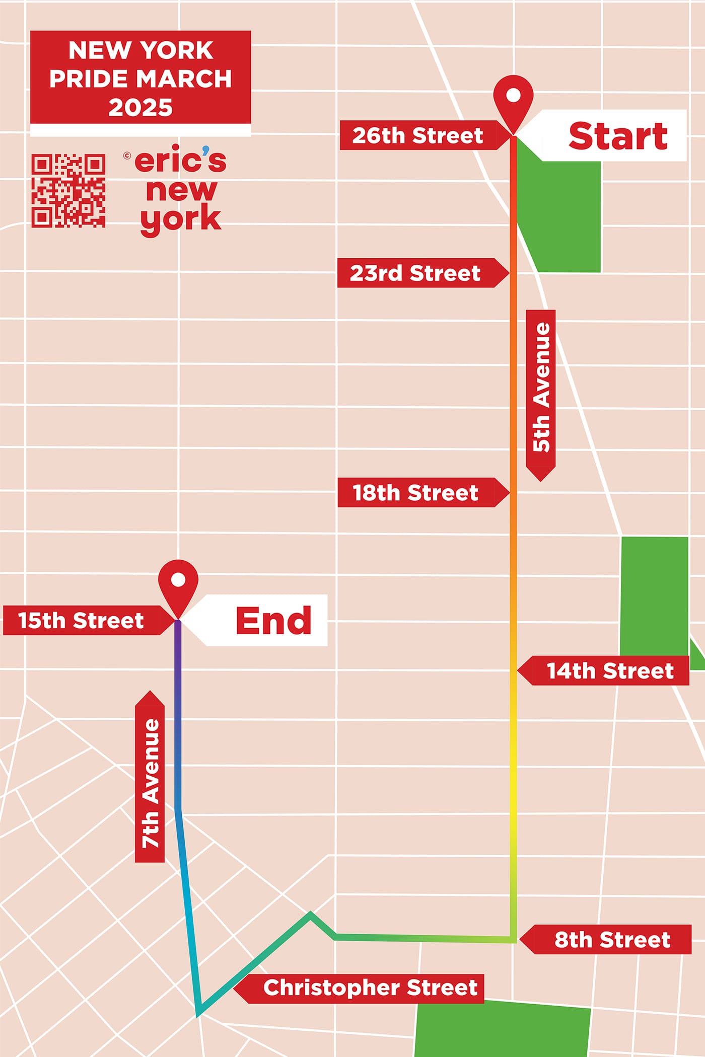 New York Pride Parade Kaart van de route 2025