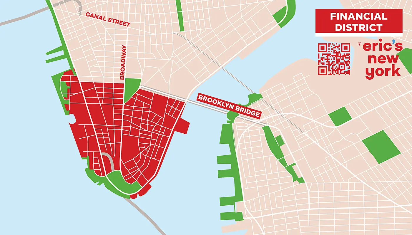 Financial District in New York - Gratis Plattegrond