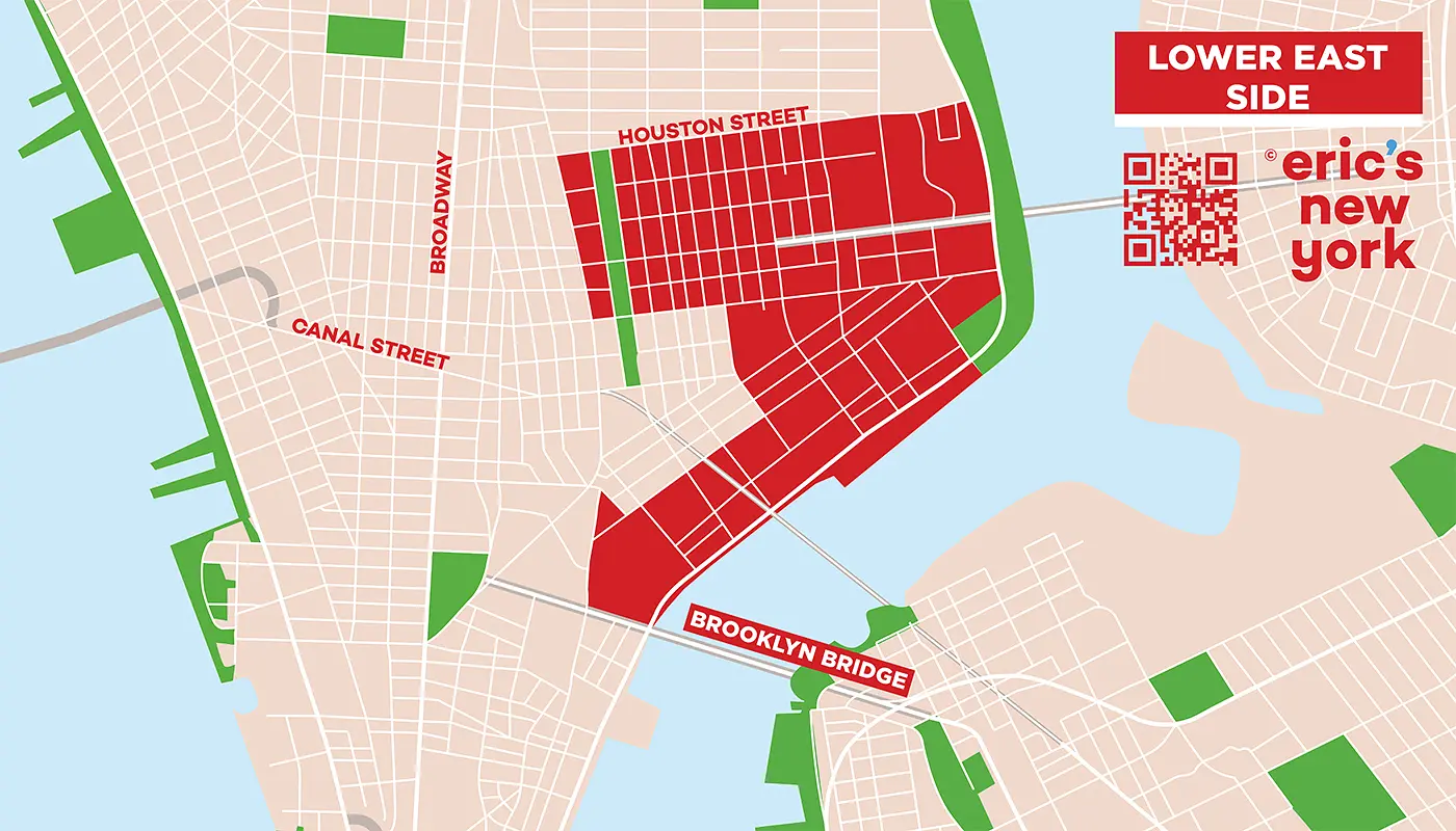 Lower East Side in New York - Gratis Plattegrond