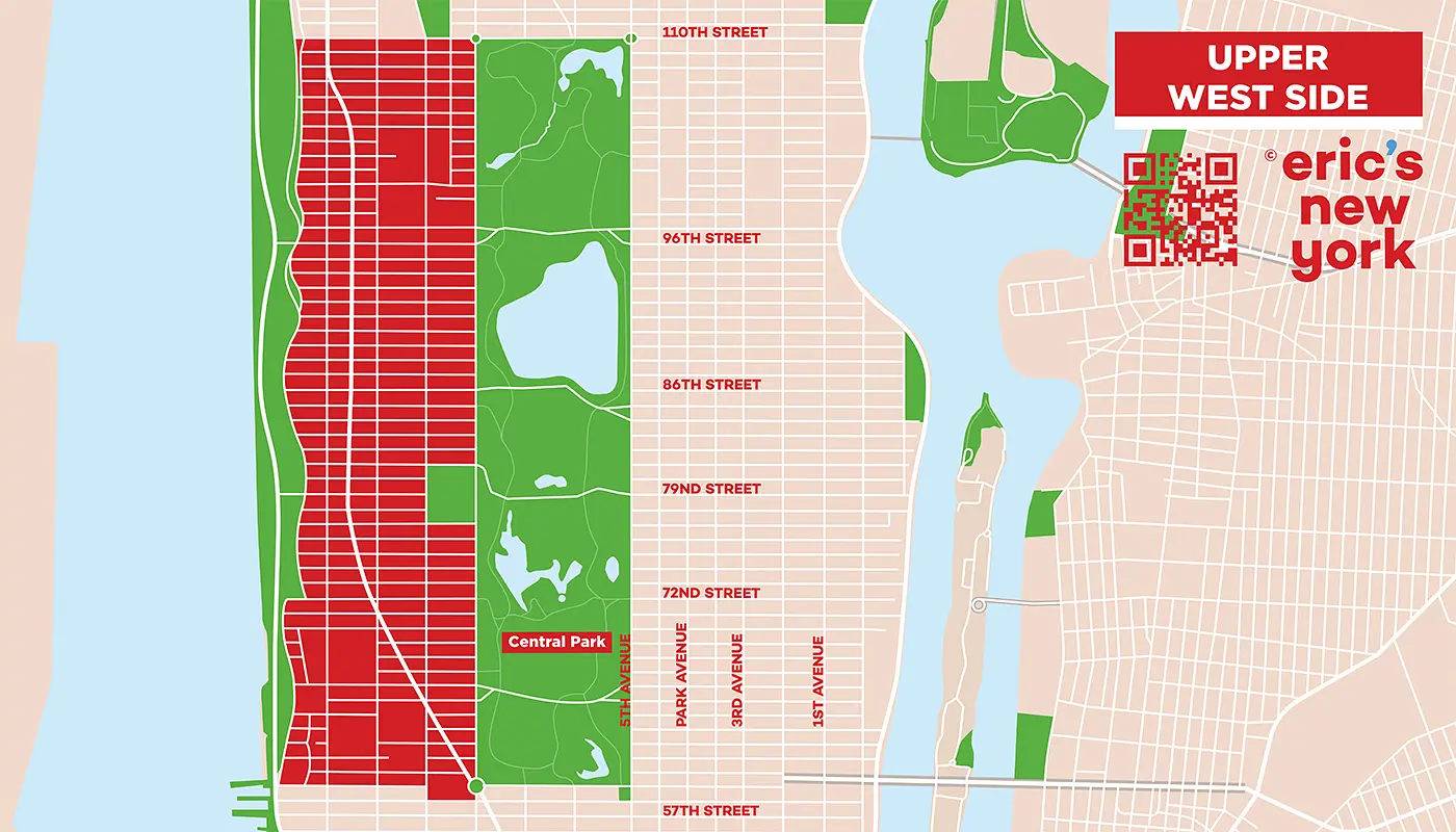 Upper West Side in New York - Gratis Plattegrond
