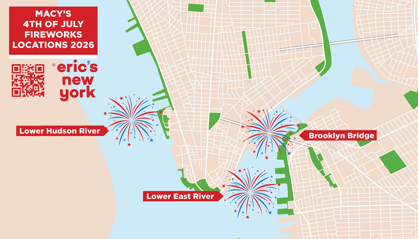 4th of July in New York - vuurwerk locaties kaart