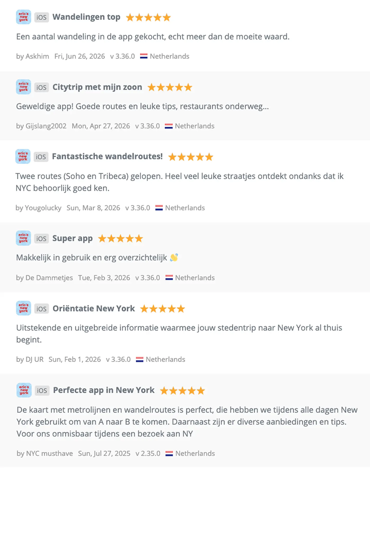 Eric's New York App - Reviews From NL